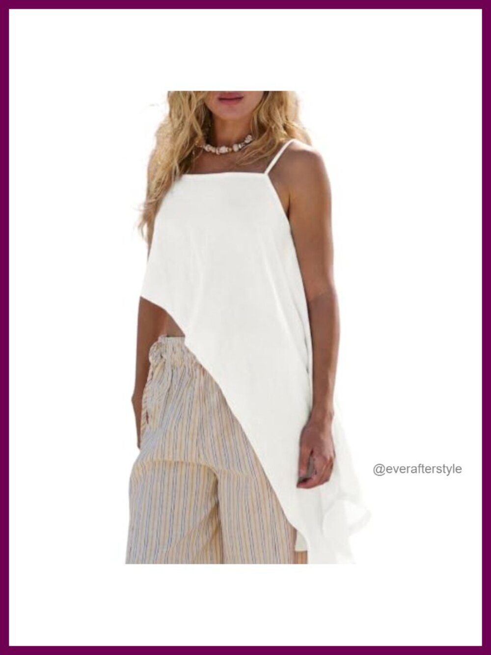 Linen Blend Boho Crop Camisole Square Neck High Low Hem Summer Top
